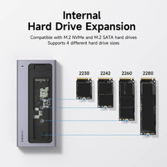 Hagibis M.2 SSD Enclosure with USB C Hub Magnetic Cover External Hard Drive Case Compatible with Thunderbolt 4/3 for MacBook PC