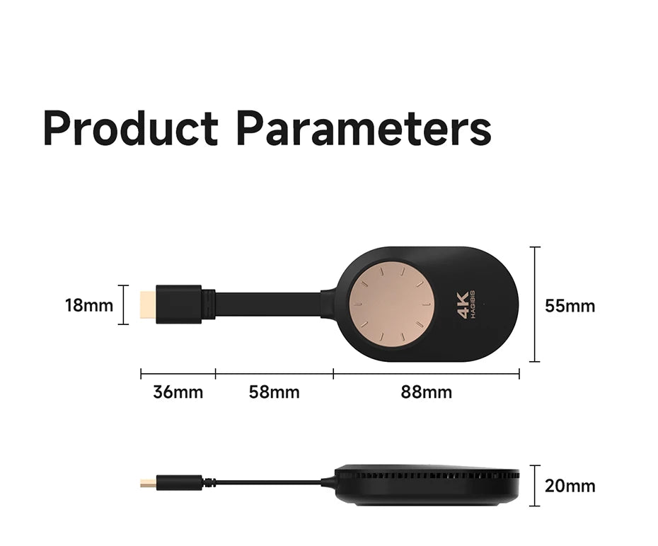 Hagibis Wireless HDMI-Compatible Display Dongle Adapter 4K@60Hz Wireless Extender for Laptop PC Smartphone HDTV Projector iOS - Intechlegent