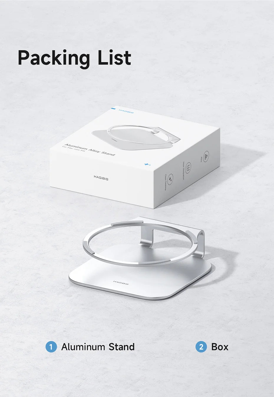 Hagibis Desktop Stand for Mac mini M4/M4 Pro Storage Holder Aluminum Dock Heat Dissipation Bracket Cooling Mount Accessories