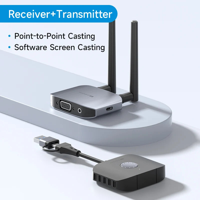 Hagibis Wireless HDMI-compatible Transmitter and Receiver Kit Type-C USB Dual Plug Extender TV Dongle for HD Display Projector - Intechlegent