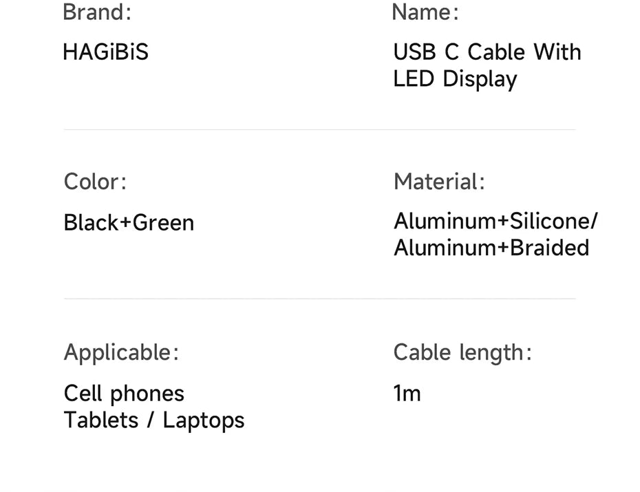 Hagibis USB C Fast Charger Cable With LED Display PD 240W 40Gbps Video Cord Compatible with Thunderbolt 4/3 For iPhone 16 Laptop - Intechlegent