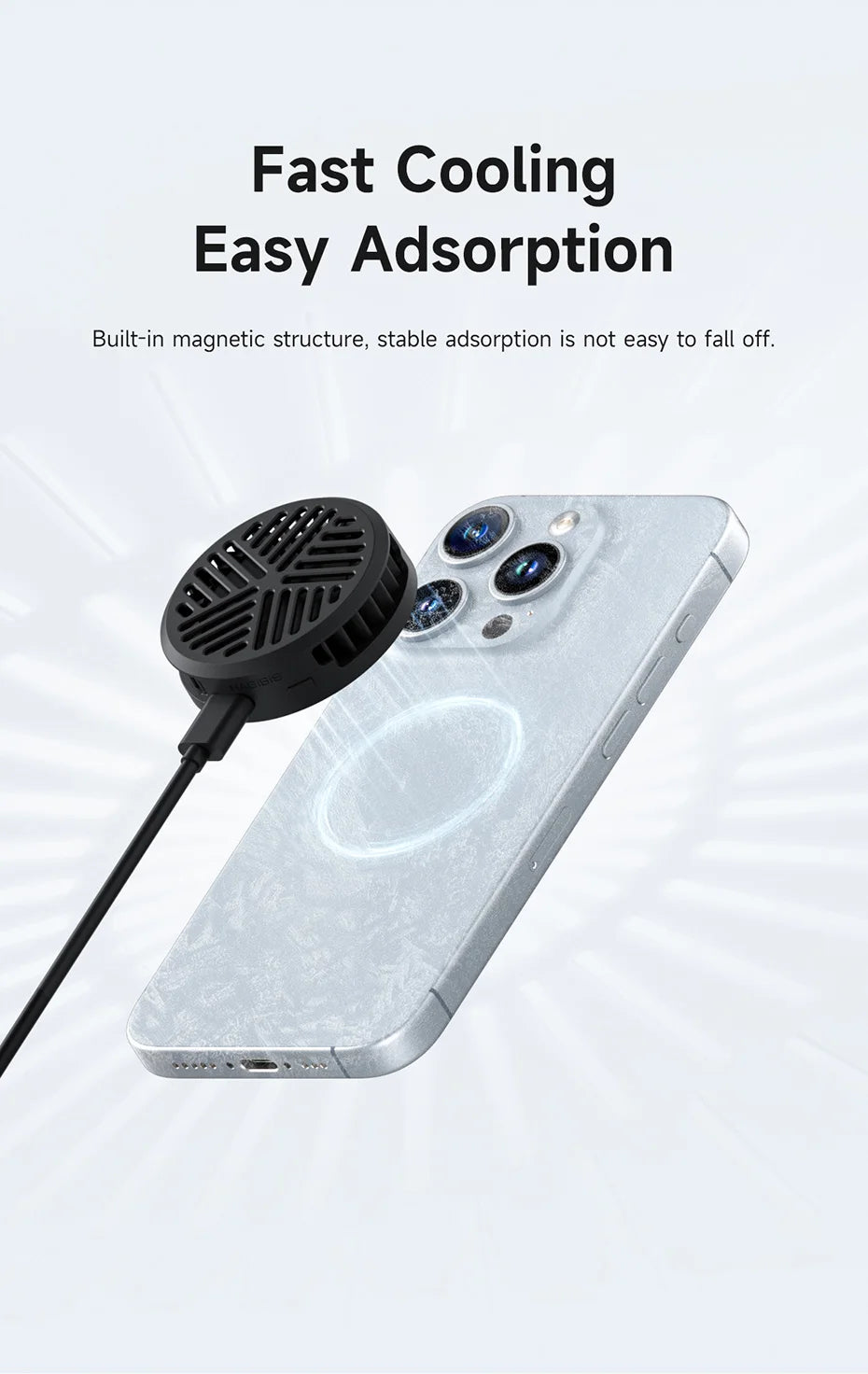 Hagibis Magnetic Cell Phone Cooler Universal Cooling Fan Mobile Phone Radiator for iPhone 17 Pro Black Shark Gaming Live Stream