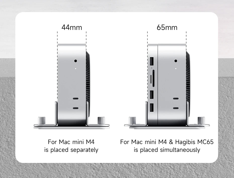 Hagibis Vertical Stand for Mac Mini M4/M4 Pro Aluminum Alloy Laptop Desktop Stand Anti-Slip Adjustable Holder For New Mac mini