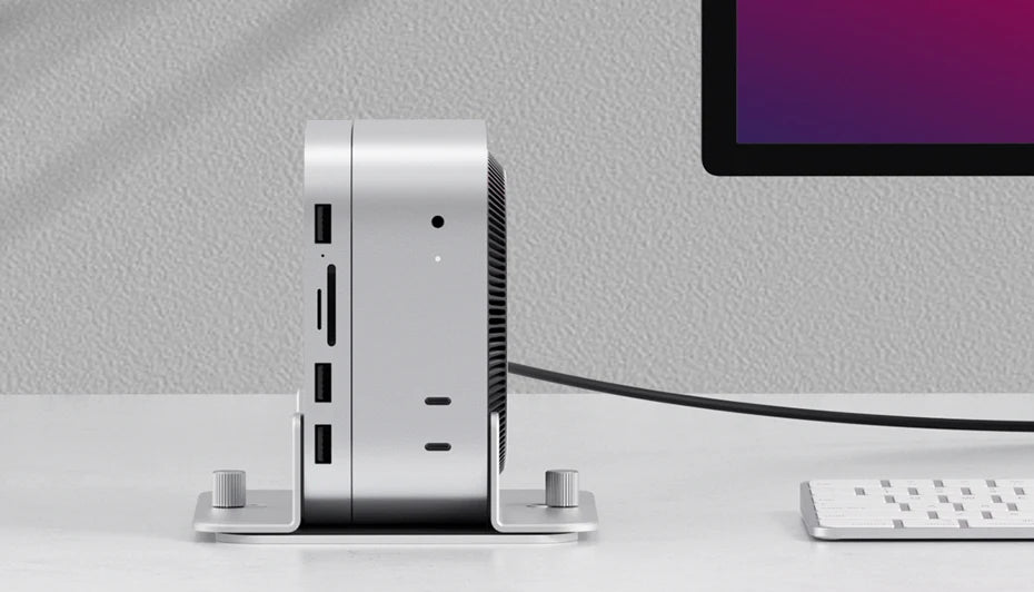Hagibis Vertical Stand for Mac Mini M4/M4 Pro Aluminum Alloy Laptop Desktop Stand Anti-Slip Adjustable Holder For New Mac mini