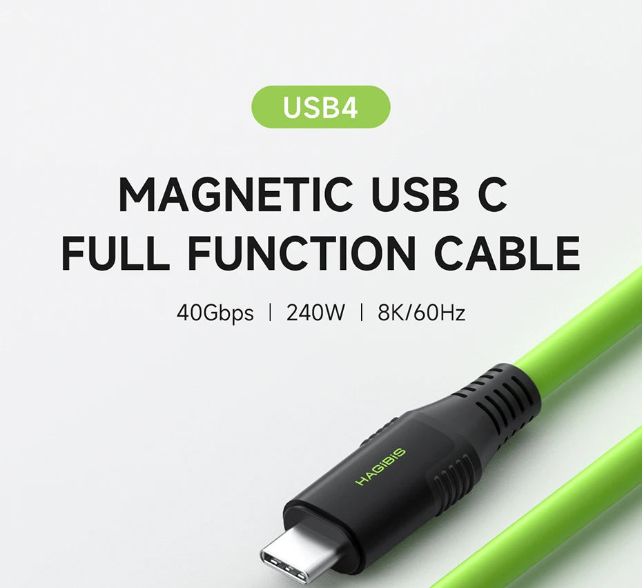Hagibis USB C Magnetic Fast Charging Cable PD 240W 40Gbps Compatible with Thunderbolt 4/3 Video Cord For Laptop iPhone 17 Tablet