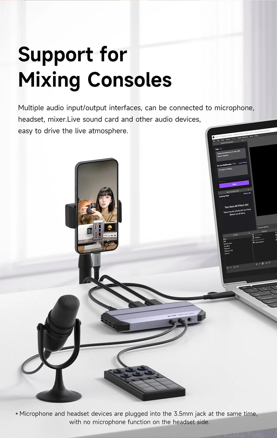 Hagibis 4K@60Hz Video Capture Card Streaming and Gaming 4K 60FPS HDR VRR RGB Passthrough PD 100W for PS5/4 Xbox Switch Camera PC