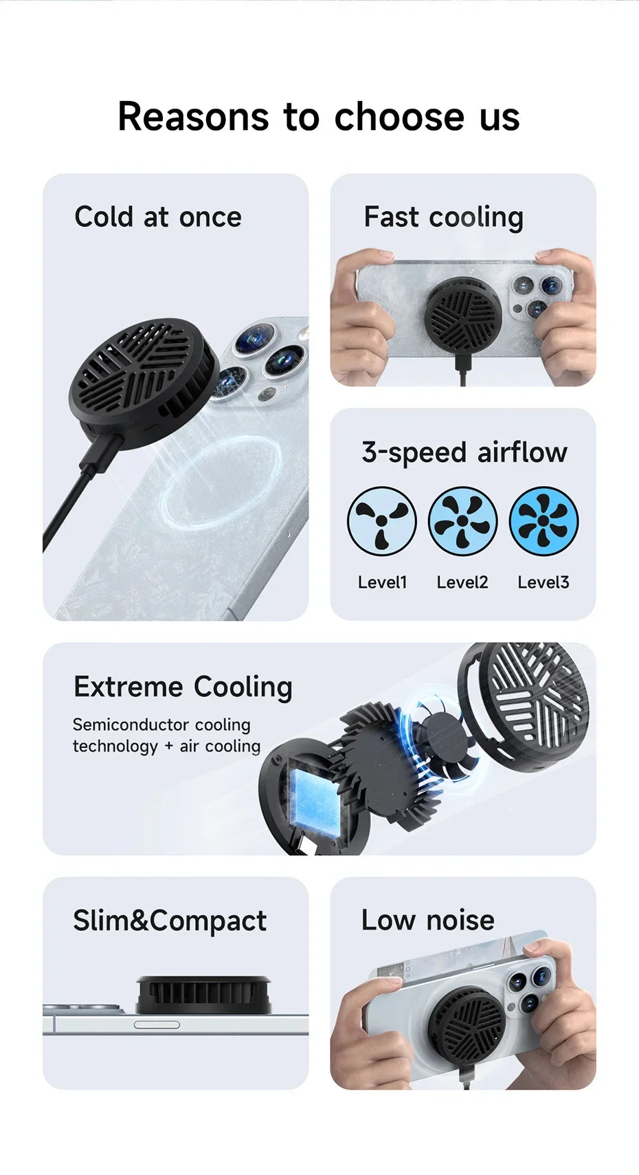 Hagibis Magnetic Cell Phone Cooler Universal Cooling Fan Mobile Phone Radiator for iPhone 15 Pro Black Shark Gaming Live Stream