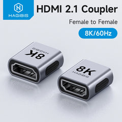 Hagibis HDMI Coupler 8K HDMI 2.1 Female to Female Connector Extension Cable Adapter for HDTV Monitor Laptops Projector Roku TV
