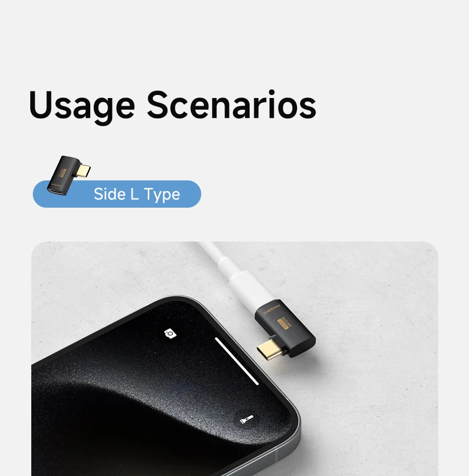 Hagibis USB C to C Adapter 90 Degree Right Angle Converter 80Gbps USB4 Data Cable Extension for Thunderbolt 5/4 iPhone 17 Laptop