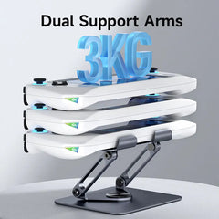 Hagibis 360° Rotating Tablet Stand Adjustable Tablet Holder Dual Rod Support Aluminum Foldable Cradle for iPad Pro Switch ROG - Intechlegent