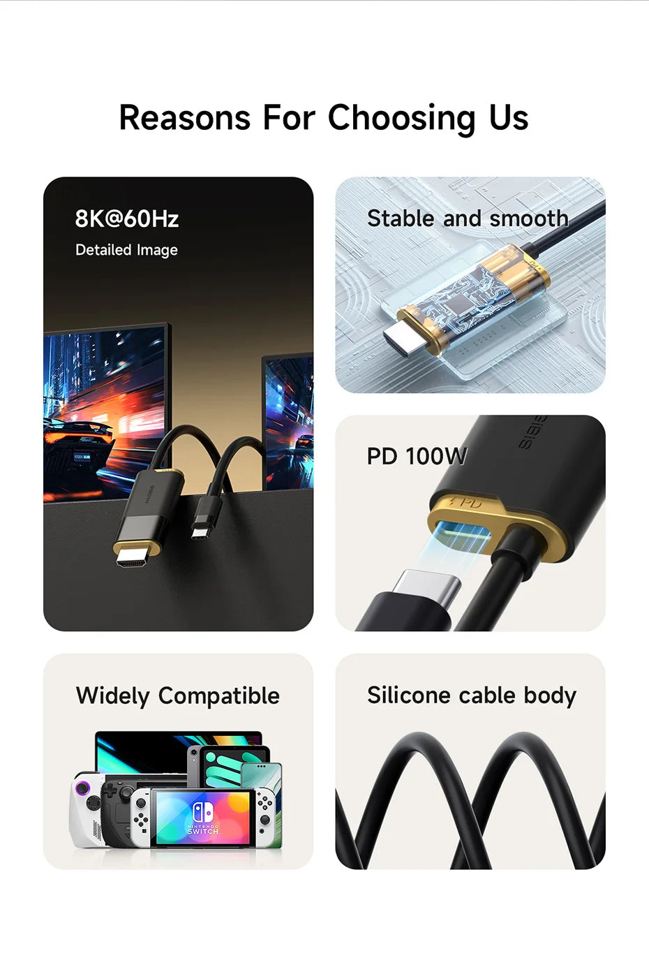 Hagibis Switch Dock for Nintendo Switch/OLED USB C to HDMI-Compatible Cable Adapter 8K60Hz 100W PD for Laptop SteamDeck ROG Ally