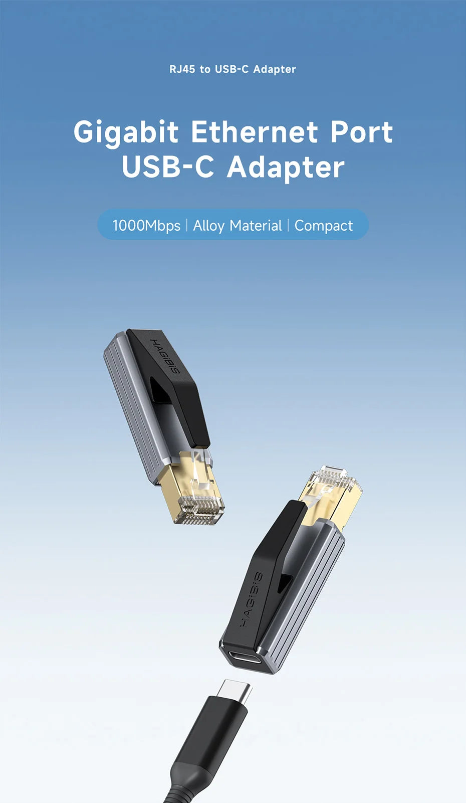 Hagibis USB C to Ethernet Adapter 1Gbps Gigabit USB C Female to RJ45 Male Network Converter for MacBook Pro iPhone 16  iPad XPS