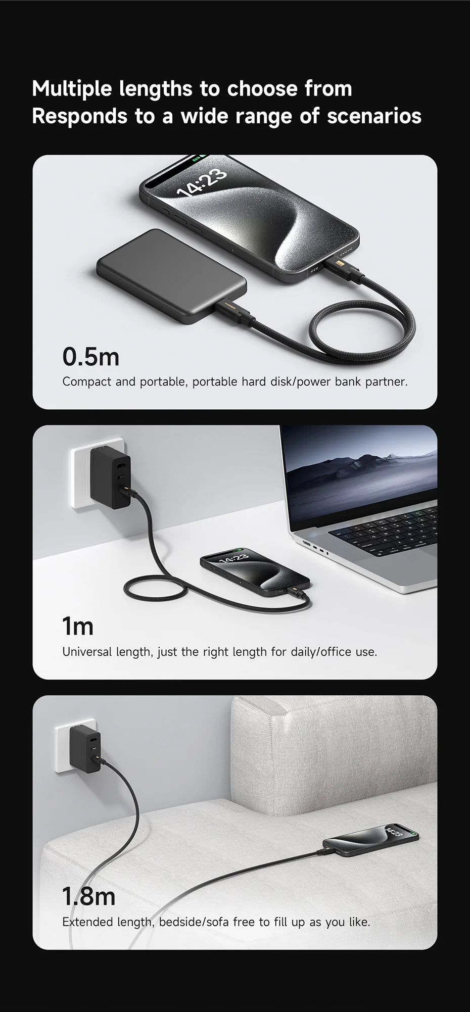 Hagibis USB C to USB C Cable 240W PD3.1 USB4 80Gbps 8K@60Hz Soft Fast Charging Cord for Macbook Pro iPad iPhone Laptop Dell XPS
