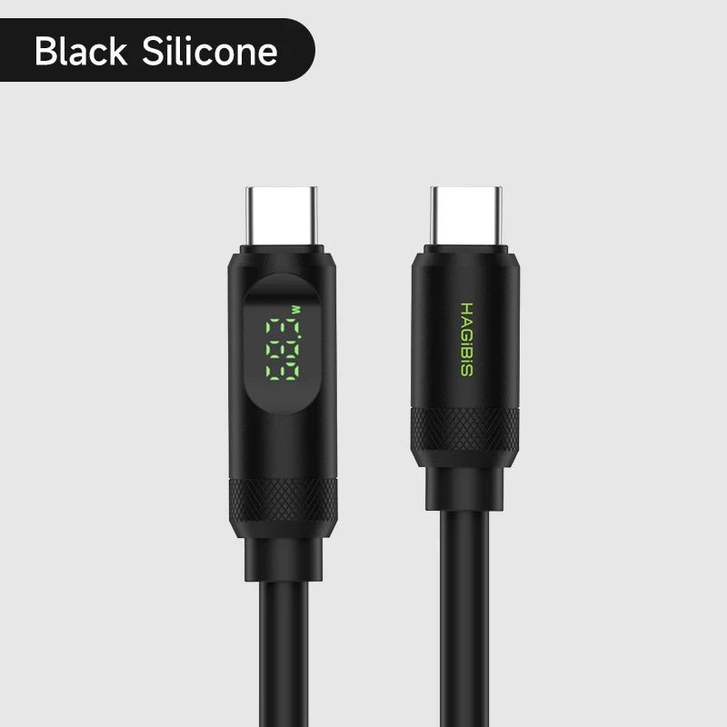 Hagibis USB C Fast Charger Cable With LED Display PD 240W 40Gbps Video Cord Compatible with Thunderbolt 4/3 For iPhone 16 Laptop - Intechlegent