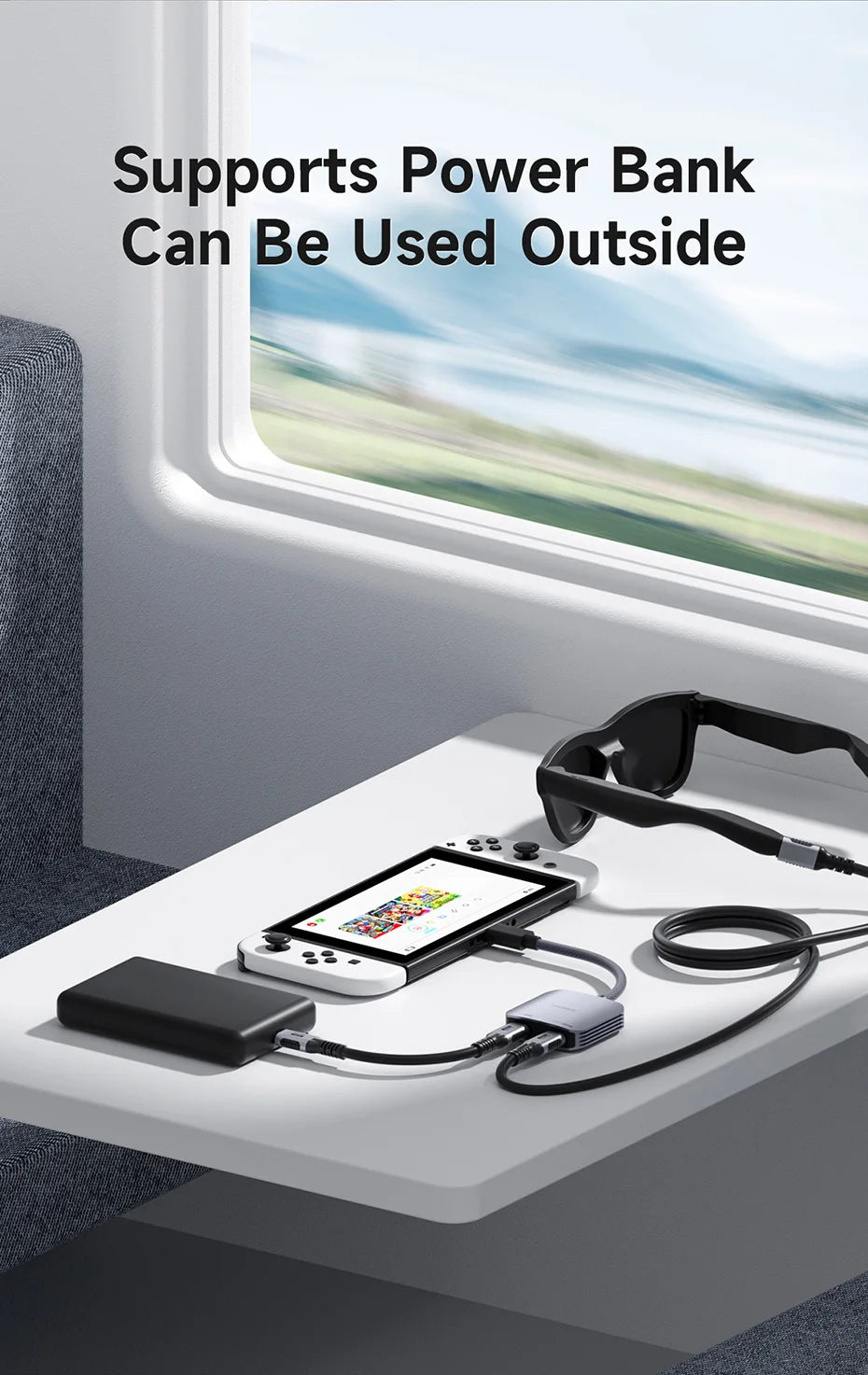 Hagibis AR Glasses Adapter USB C to Glasses and Charging Converter USB-C Hub Charge and Play For Switch Rokid/Xreal/RayNeo Air