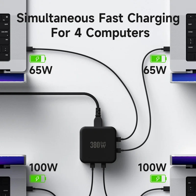 Hagibis 380W USB C Charger 8-Ports GaN Type C Charging Station PD 3.1 Dual 140W Fast Charger for MacBook iPhone Dell XPS Samsung