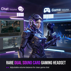 FIFINE RGB Gaming Headset with 7.1 Surround Sound & Dual Sound Card for PC/PS4/5,Over-Ear Headphone with Detachable Mic - H13