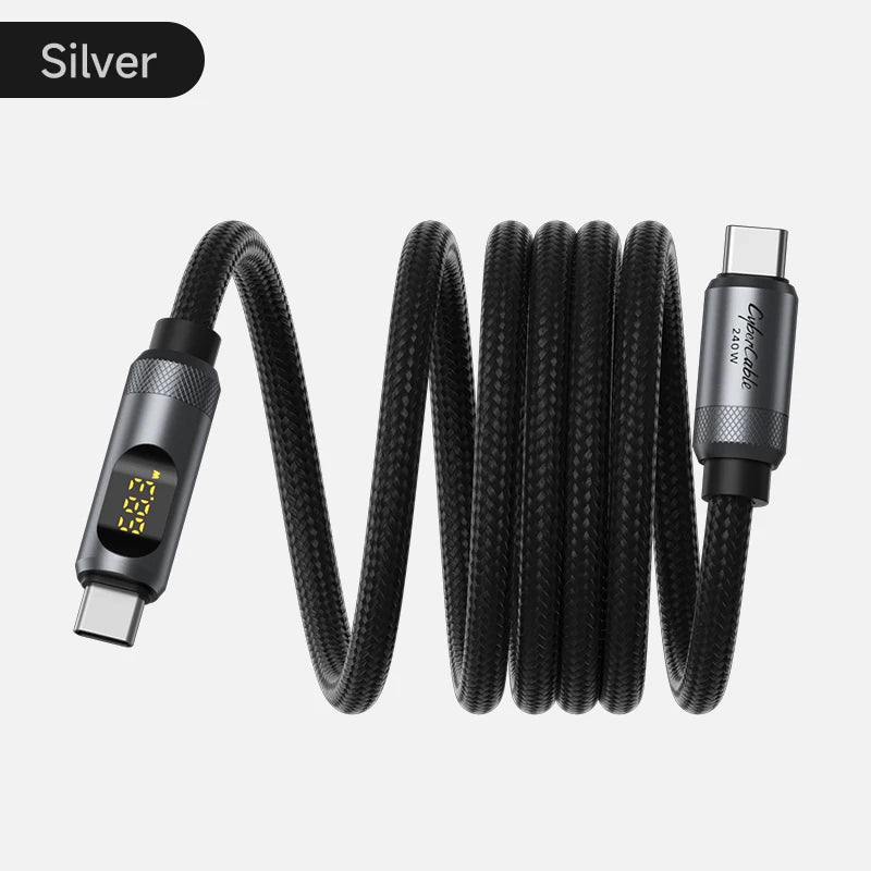Hagibis Magnetic USB C to USB C Cable With LED Display USB C Charger Cable Type-c PD 240W Fast Charging Cord For iPhone 16/15 - Intechlegent