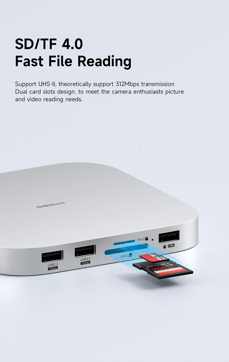 Hagibis USB C Hub with M.2 SSD Enclosure Type-C Docking Station for Mac mini M4/M4 Pro 4K 60Hz USB 3.2 Gen2 SD/TF 4.0 Dock Stand