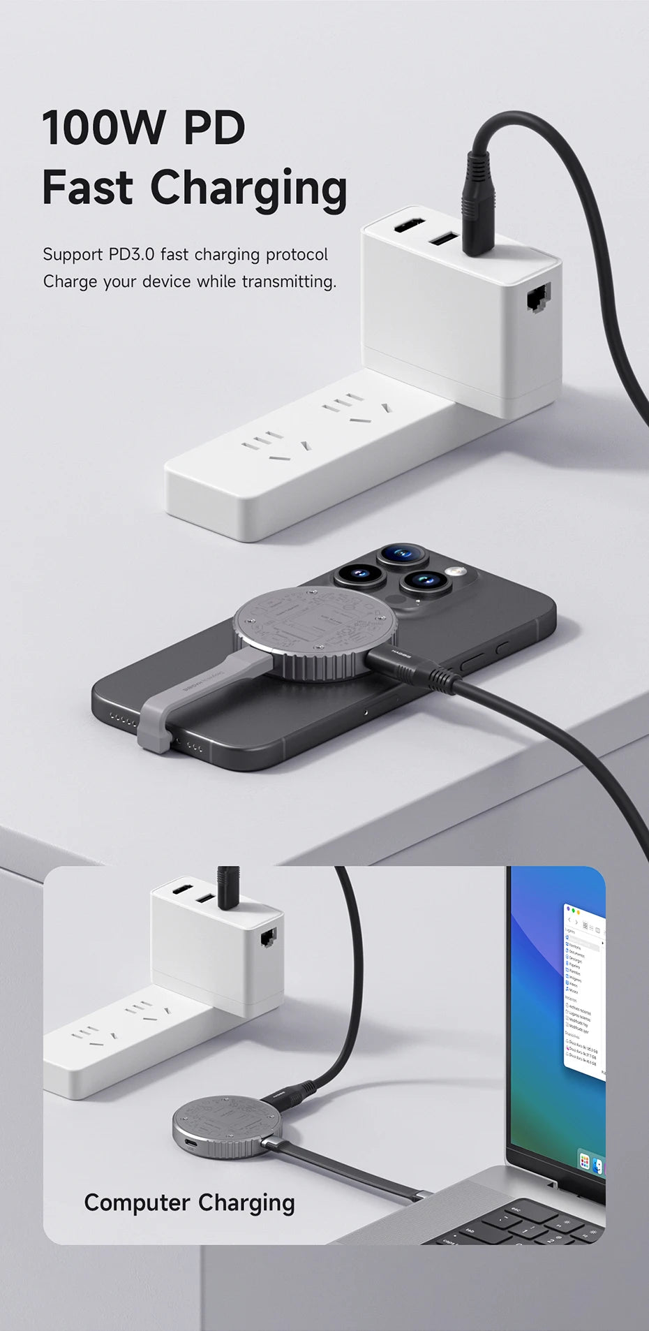 Hagibis Magnetic M.2 2230 NVMe SSD Enclosure USB C 3.2 Gen2 to NVMe PCI-E Magsafe SSD Case 100W PD for iPhone 16 ProRes MacBook