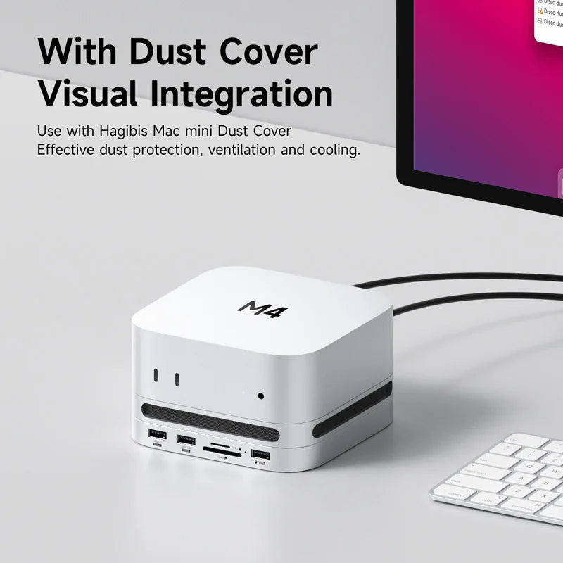 Hagibis USB C Hub with M.2 SSD Enclosure Type-C Docking Station for Mac mini M4/M4 Pro 4K 60Hz USB 3.2 Gen2 SD/TF 4.0 Dock Stand