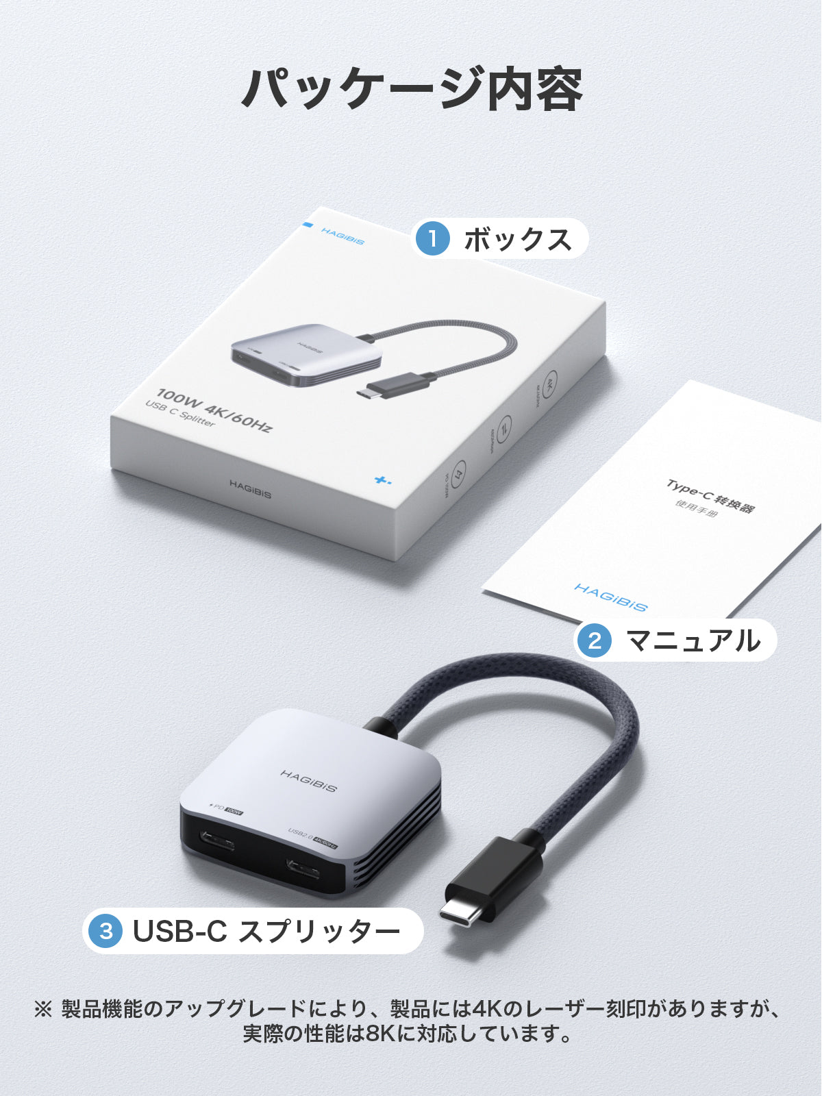 Hagibis USB-C Adapter for AR Glasses, Supports 8K@60Hz and 4K@144Hz | 100W PD Charging, Compatible with XREAL, Viture, Rokid, iPhone, and ROG Ally