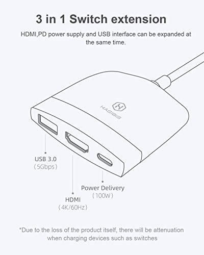 Station d'accueil de charge pour Nintendo Switch avec 3 ports USB-A + 1  USB-C + 1 HDMI