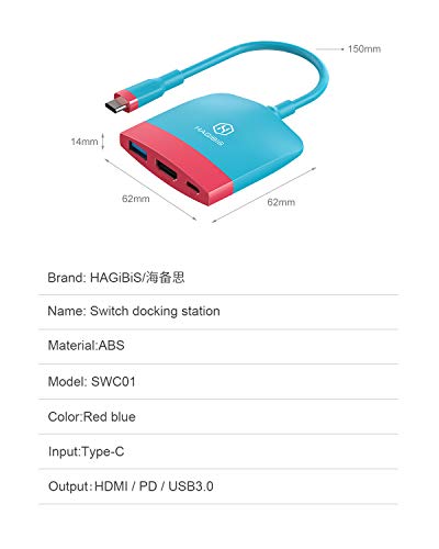 Dock de commutation pour Nintendo Switch OLED, Hagibis Portable TV Dock  Charging Aging Station avec HDMI et USB 3.0 Port Remplacement Dock Set Type  C sur l'adaptateur télévisé HDMI pour MacBook Pro