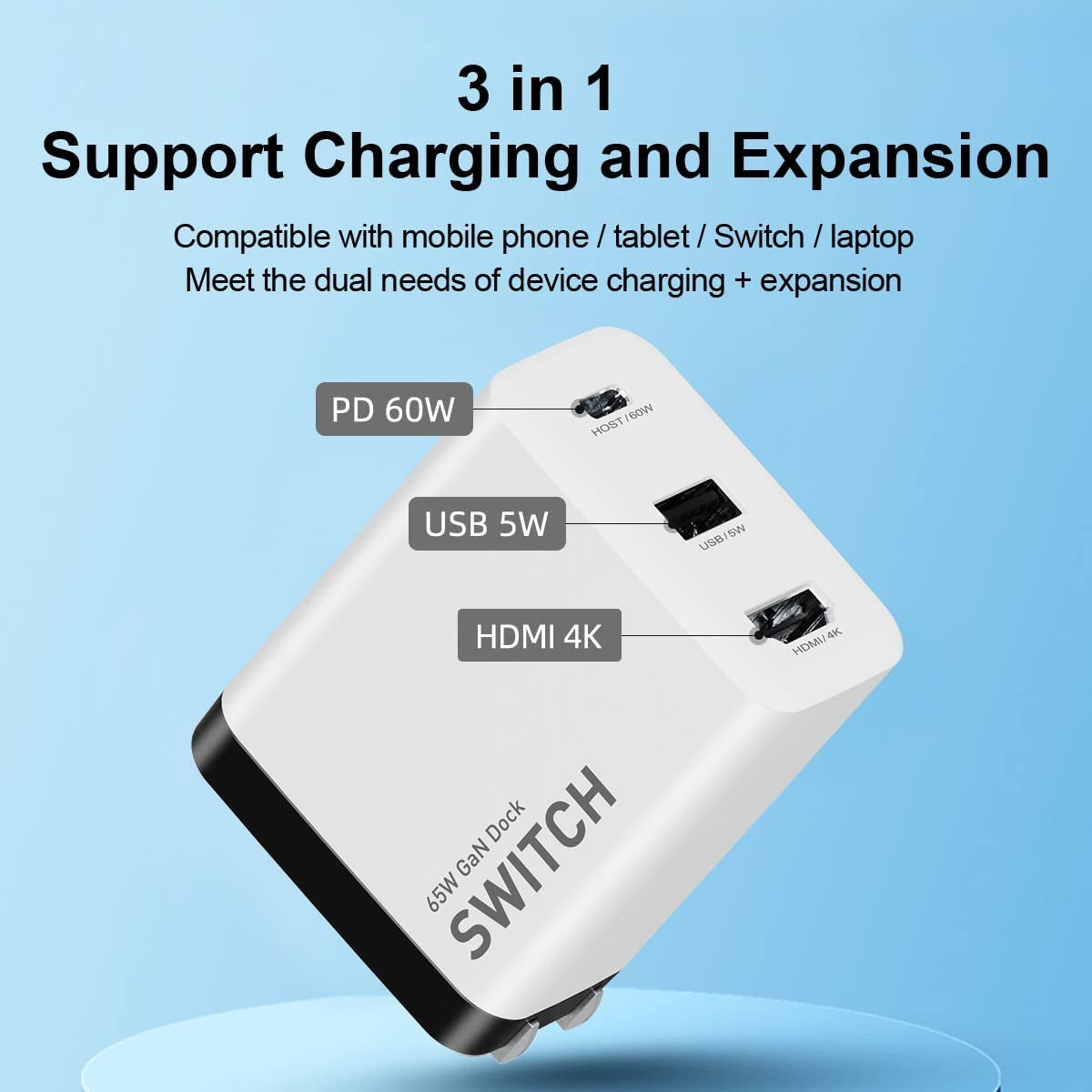 Switch Dock Charger for Nintendo Switch/OLED, Portable TV Docking Station  for Nintendo Switch 4K HDMI/USB3.0/PD USB-C Fast Charging Ports, Portable